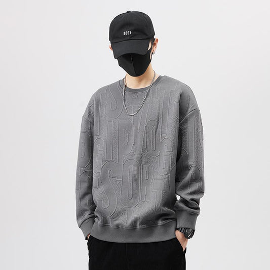 Trendiger Rundhalsausschnitt-Sweatshirt aus reiner Baumwolle