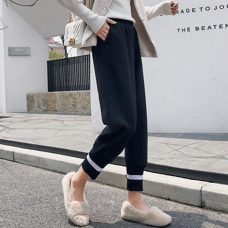 Plus Straight Starry Sky Woolen High-Waisted Loose Fit Pants