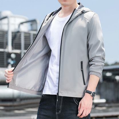 Casual Loose Fit Versatile Trendy Raincoat Hooded Jacket