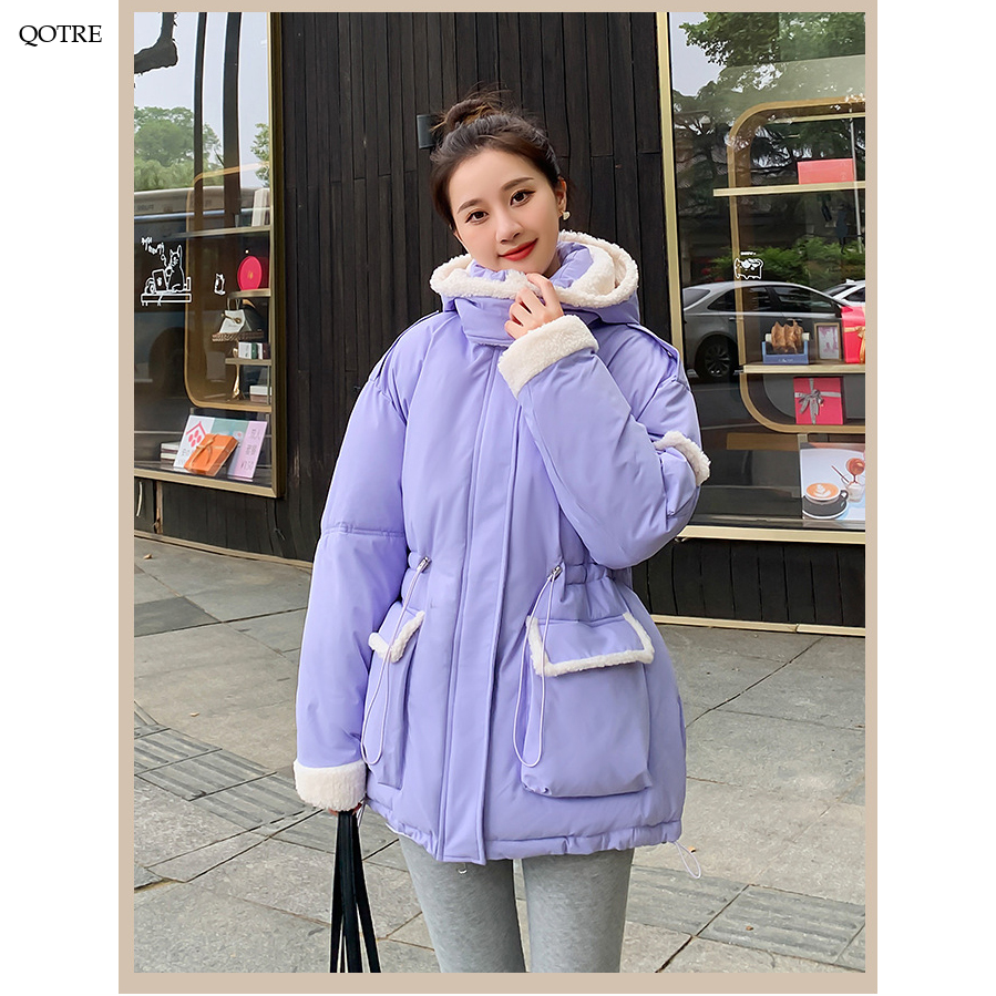 Cinched Waist Thickened Puffer Jacket