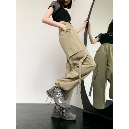 Pantalones cargo de estilo callejero versátiles de cintura alta y secado rápido