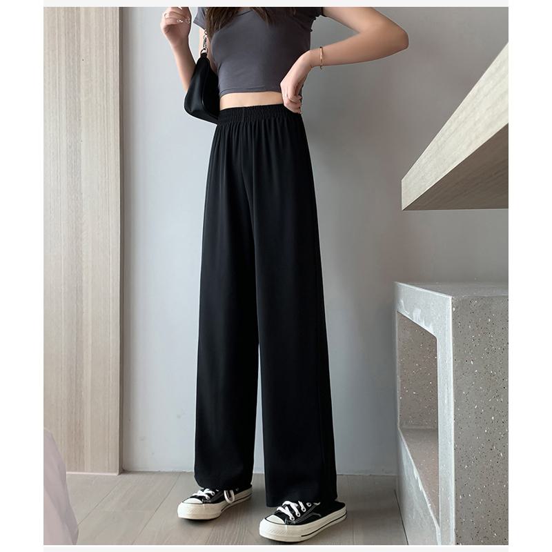 Floor-Length Casual Straight Plus Thin Draping Versatile High-Waisted Quality Pants
