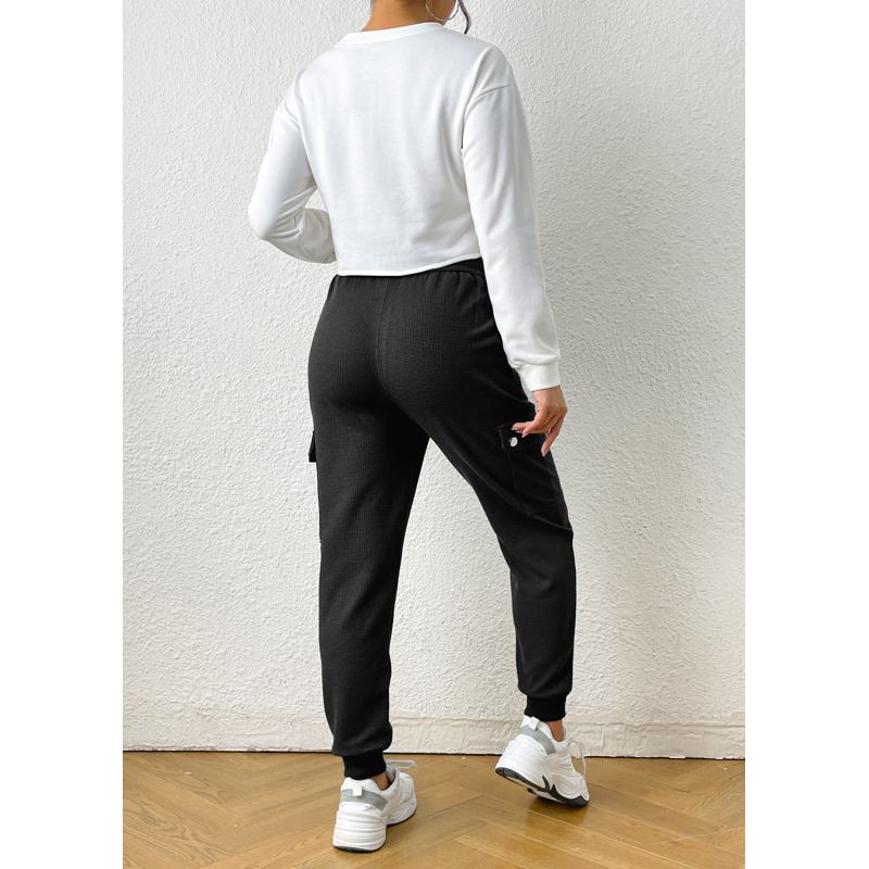 Slim-Fit Sports Elastic Houndstooth Pocket Sports Pants