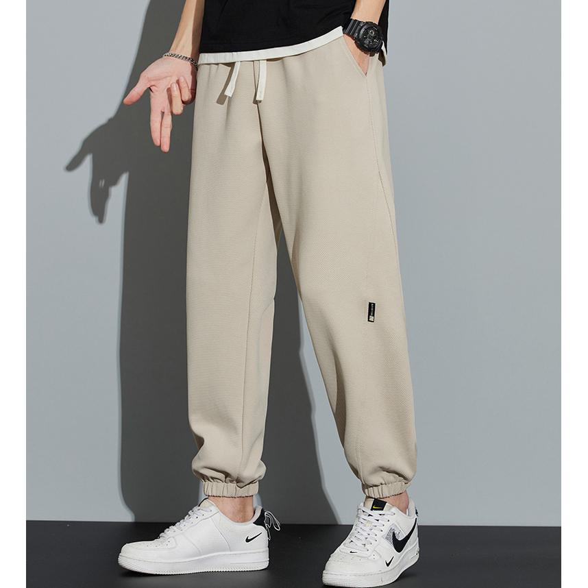 Drawstring Knitted Solid Color Tapered Loose Fit Sweatpant