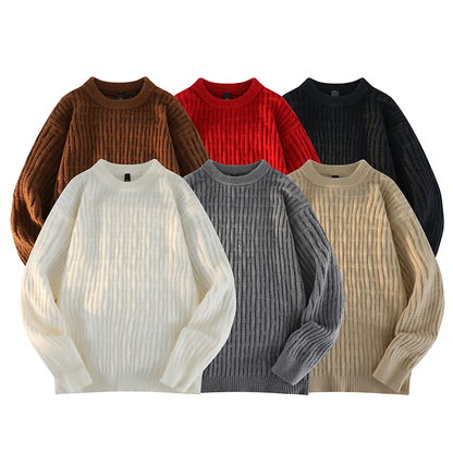 Casual Loose Fit Simplicity Round Neck Knitted Sweater