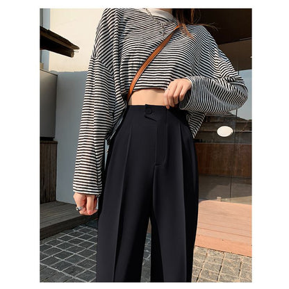 Trousers Versatile Draping High-Waisted Loose Fit Slimming Pants