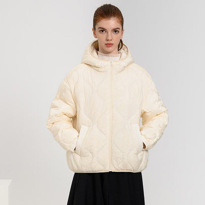 Cropped Quilted Hooded Down Jacket