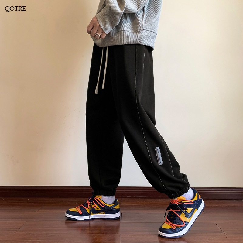 Solid Color Straight Tapered Loose Fit Knitted Sweatpant