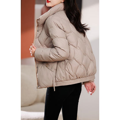 Quilted Diamond Cropped Puffer Jacket