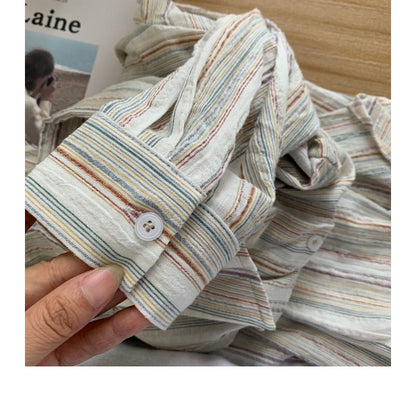 Chemise décontractée à rayures en coton pur