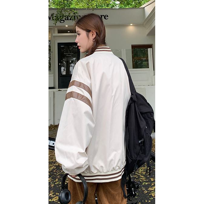 Bear Pattern Street Style Casual Varsity Jacket