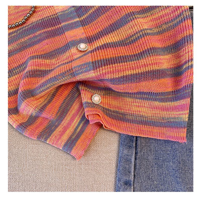 Niche Stripe Rainbow Cropped Knitted Worn Outside Tank Top