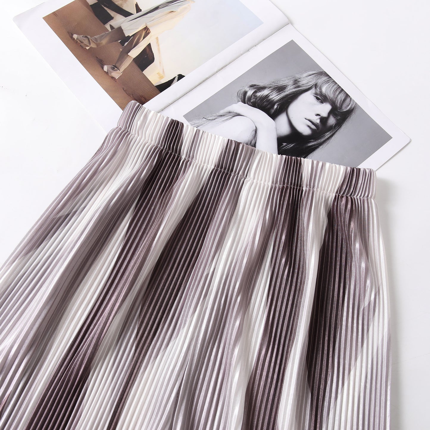 Casual High-Waisted Draping Tie-Dye Pleated Silky Straight Thin Pants