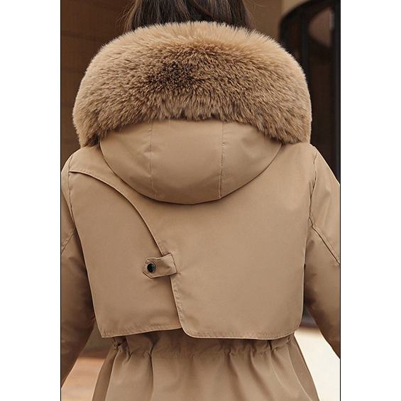 Fleece-Lined Faux Fur Collar Detachable Hooded Parka