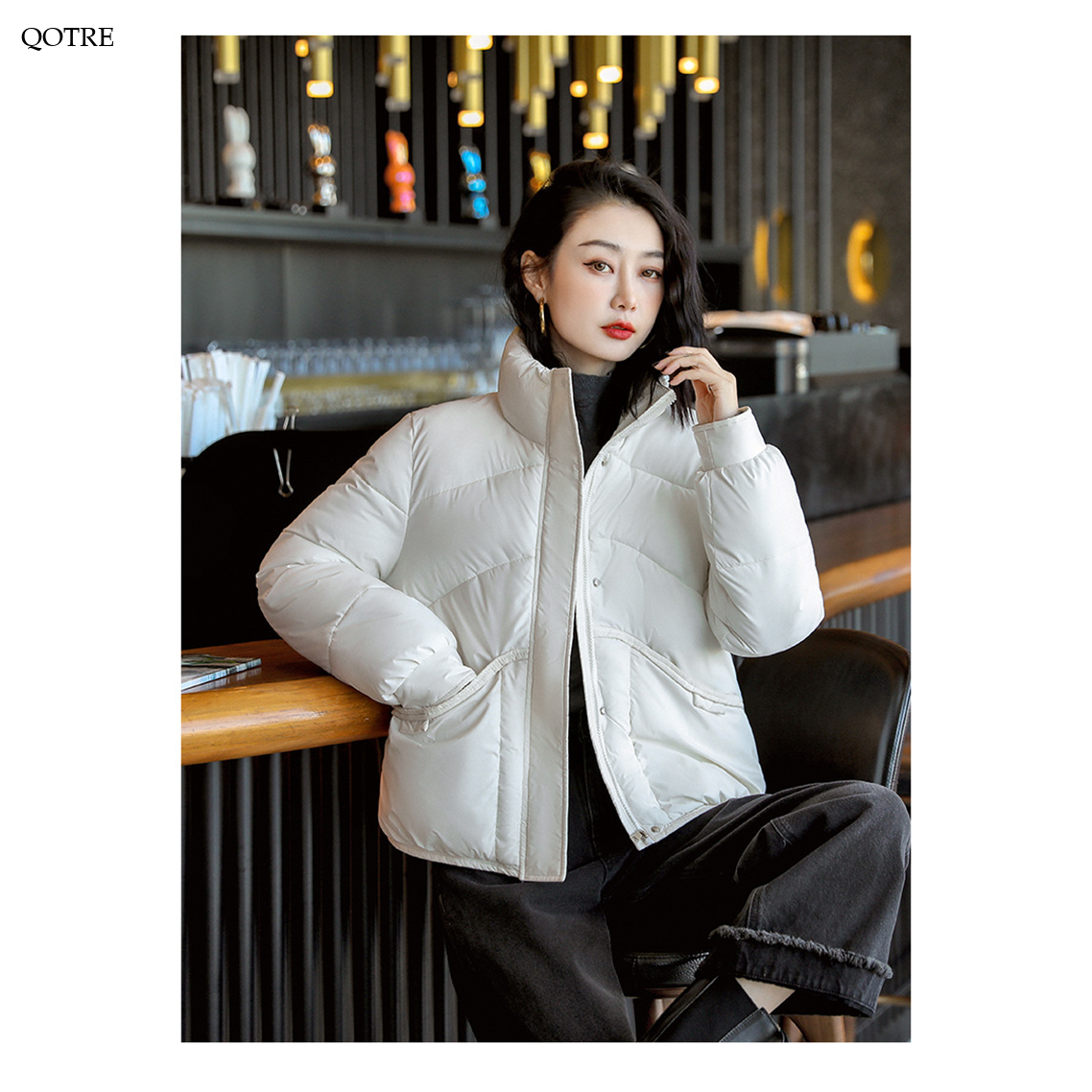 Lightweight Cropped Stand-Up Collar Windproof Puffer Jacket