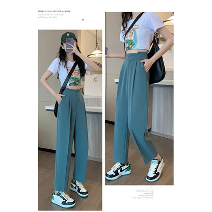 Trousers Versatile Draping High-Waisted Loose Fit Slimming Pants