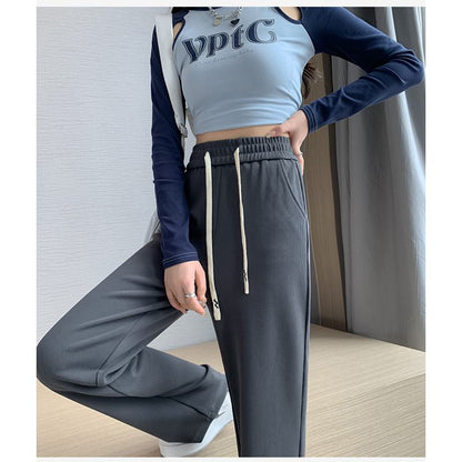 Solid Casual Plus Sports Loose Fit Sweatpants