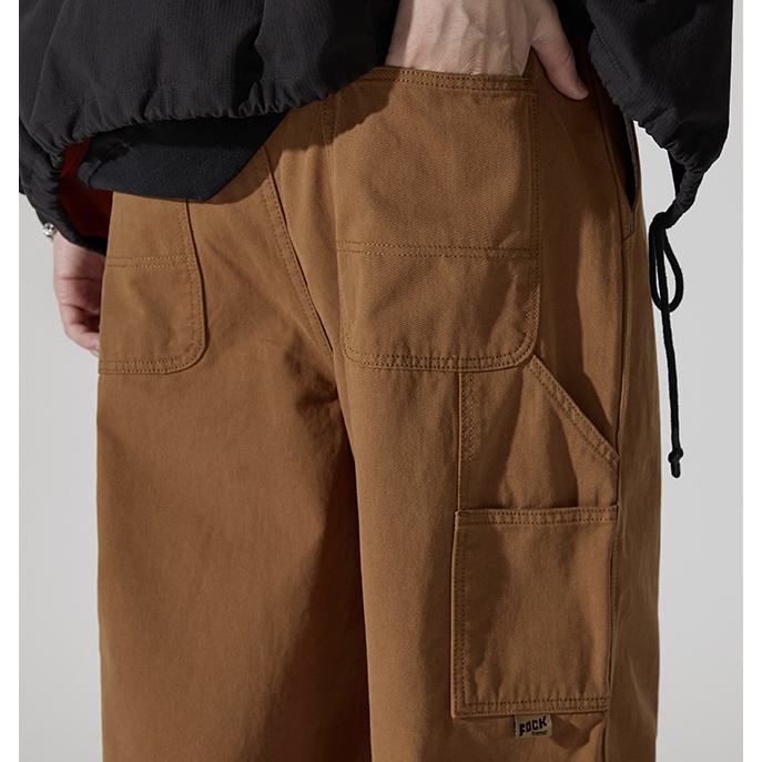 Pantalones cargo de pierna recta sueltos y casuales con cintura ajustable con cordón