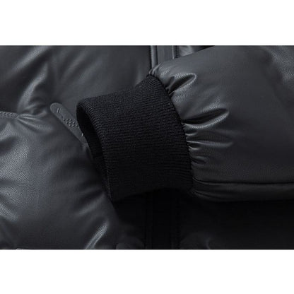 معطف جلدي قابل للفصل مع غطاء فرو 2 في 1 وسترة مبطنة بالوبر