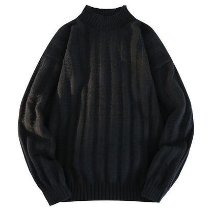 Suéter de cuello medio y ajuste holgado de estilo sencillo