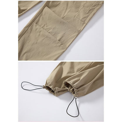 Pantalons cargo amples et droits avec poignets ajustables et cordon pour femmes minces et petites, séchage rapide.