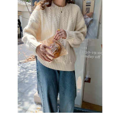Wheat Ear Pullover Loose Fit Thickened Sweater