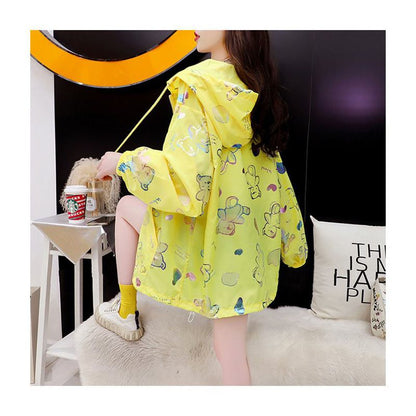 Thin Loose Fit Zip-Up UV-Protective Casual Raincoat Hooded Jacket