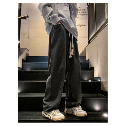 Retro Straight Casual Versatile Wide-Leg Floor-Length Loose Fit Jeans