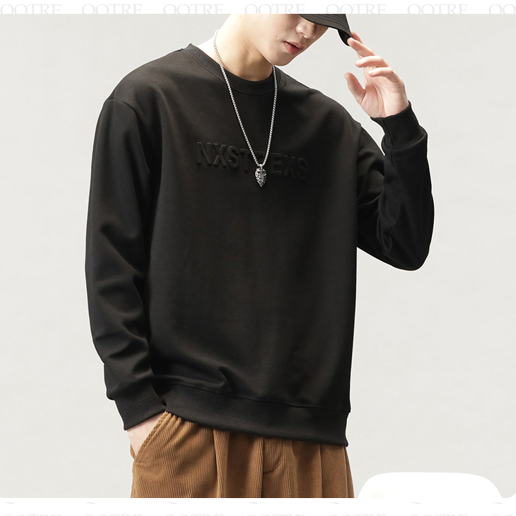 Locker geschnittener Rundhalsausschnitt-Sweatshirt mit fallenden Schultern in Uni-Farbe