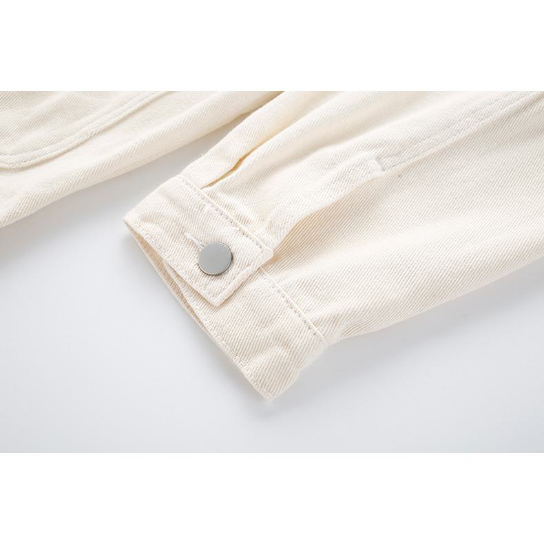 Veste en jean délavé coupe ample avec broderie florale à la poche