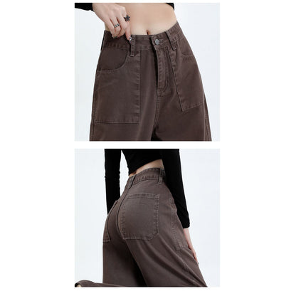 High-Waisted Slimming Draping Loose Fit Straight Leg Cargo Pants