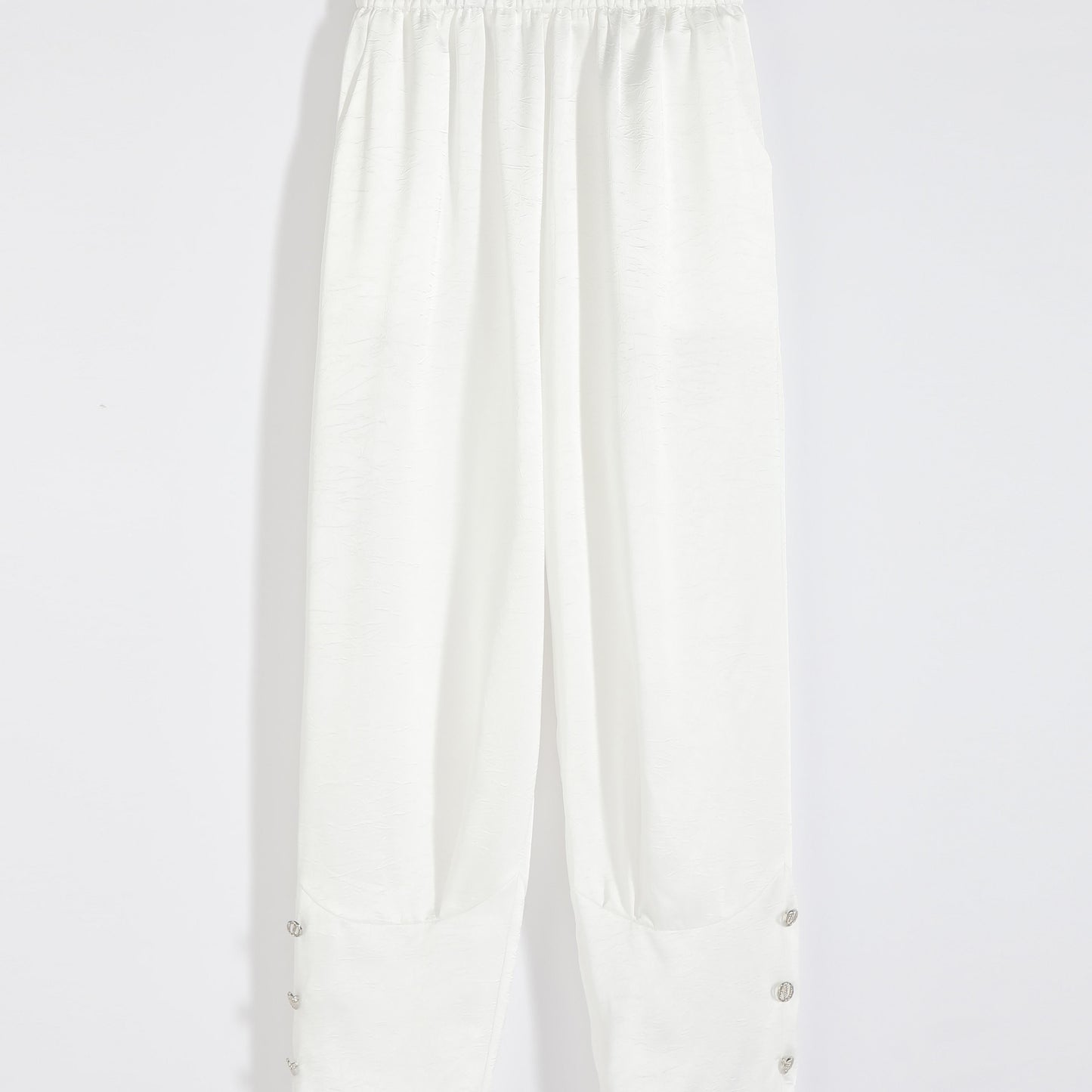 Pantalon drapé à taille haute en soie, acide acétique et protection solaire