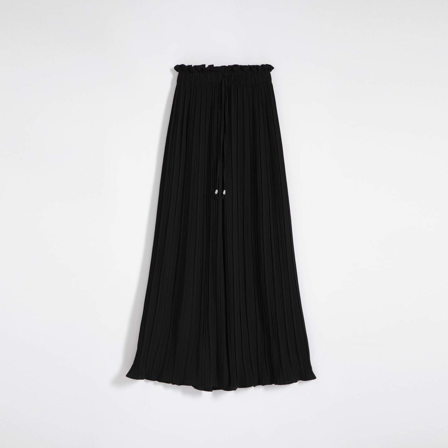 Pantalons larges plissés en mousseline de soie à taille haute et ample