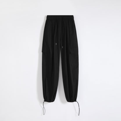 High-Waisted Straight Leg Quick-Drying Thin Sun Protection Drawstring Pants