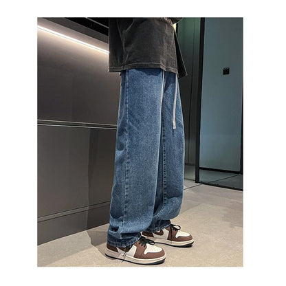 Casual Versatile Elastic Waist Denim Jeans