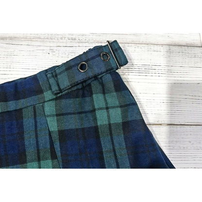 A-Line Zipper Cotton Crash Color Plaid Pleated Skirt