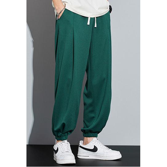 Knitted Solid Color Casual Tapered Loose Fit Sweatpant