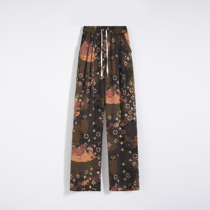 Casual Straight Draping Chiffon Floor-Length Print Thin Silky Sun Protection Pants