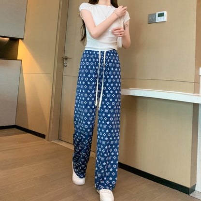 Denim Casual High-Waisted Straight Cool Feeling Sun Protection Draping Cooling Pants