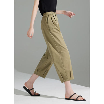Loose Fit Thin Workwear Casual Ankle Cut Pants