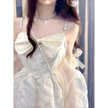 Zierliches, tailliertes Prinzessinnen-Fee-Kleid im französischen Stil mit Schleife Gentle First Love