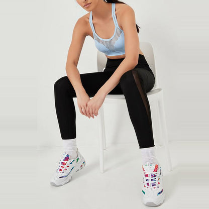 Leggings deportivos de yoga transpirables con bolsillo y parche de malla para correr