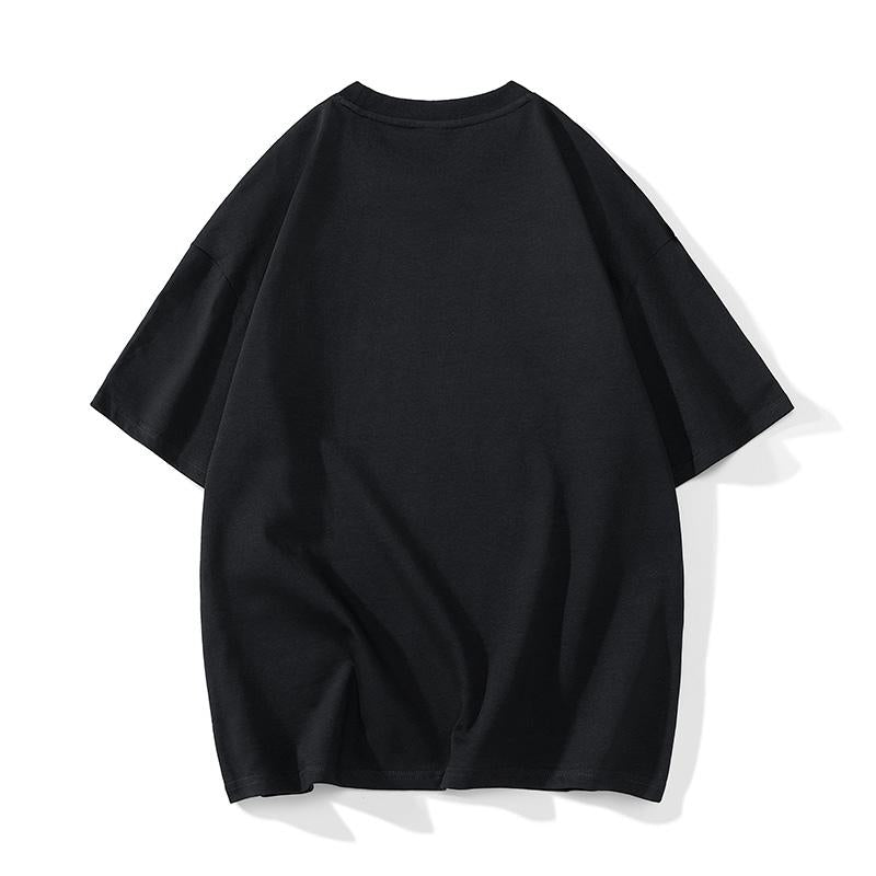 Camiseta de manga corta de algodón puro estampada, cómoda y holgada.