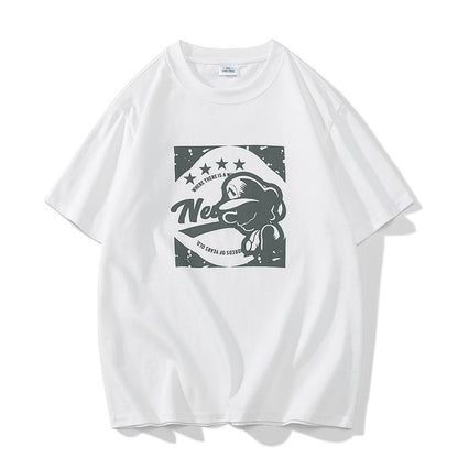 Bequemes, trendiges, vielseitiges T-Shirt aus reiner Baumwolle mit Rundhalsausschnitt und kurzen Ärmeln
