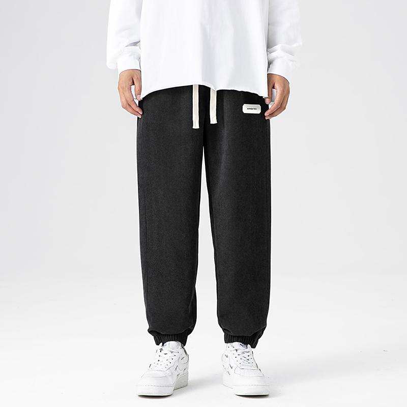 Pantalon droit ample en tricot de sport style hip-hop.