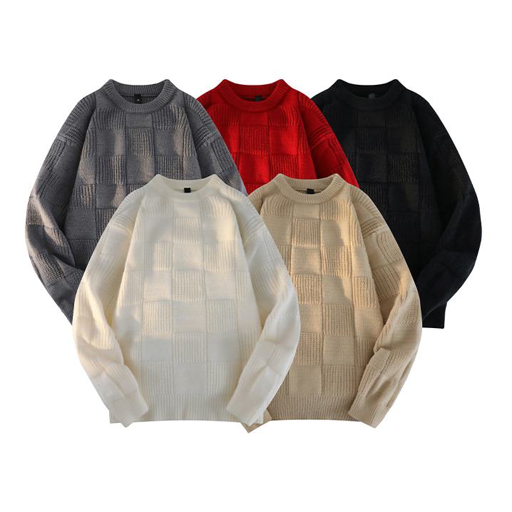 Suéter de punto de cuello redondo de ajuste holgado y estilo sencillo.
