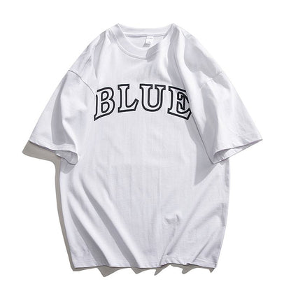 Bequemes, weites, vielseitiges T-Shirt mit einfacher Buchstaben-Print und kurzen Ärmeln.
