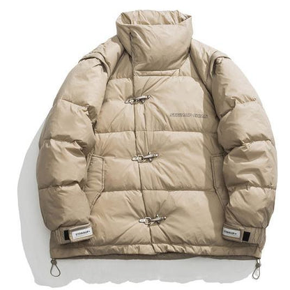 White Duck Down Detachable Loose Fit Retro 2 In 1 Down Jacket