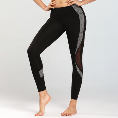 Yoga Tight-Fitting Elasticity Slim-Fit Sports Mid-Waist Fitness Patchwork Sports Leggings