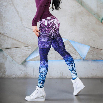 Leggings deportivos de gradiente de colores mixtos con elasticidad para yoga y fitness